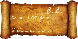 Czencz Lázár névjegykártya